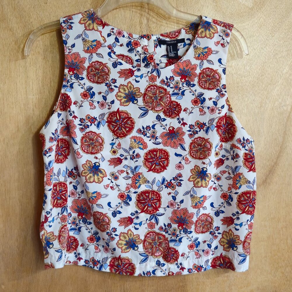 Forever 21 M blouse Bohemian Print Back Buttons